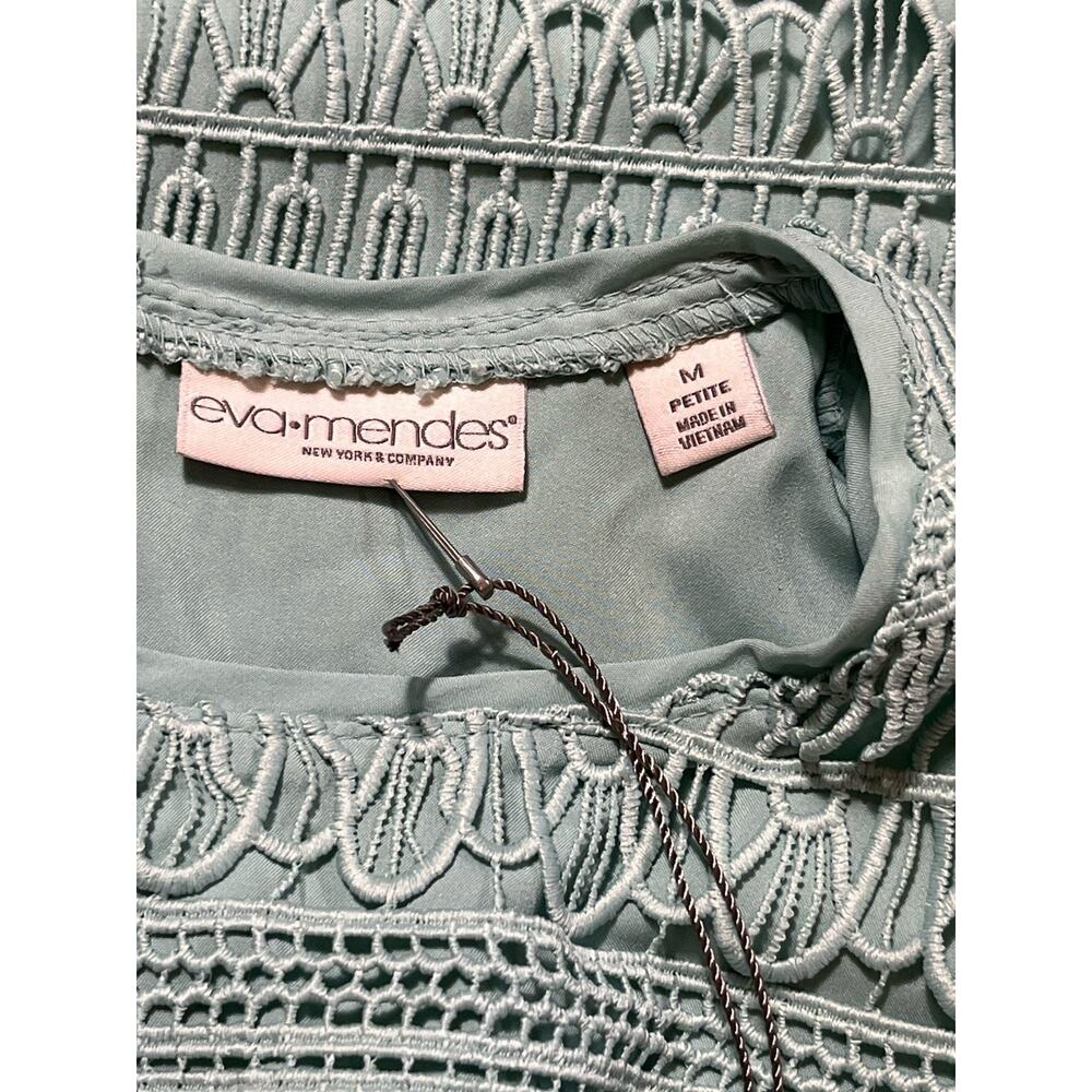 Eva Mendes NY&C Crochet Lace Midi Cocktail Dress Mint Green Petite‎ M NWT - Picture 12 of 15